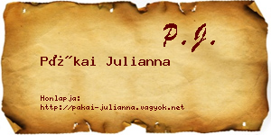 Pákai Julianna névjegykártya